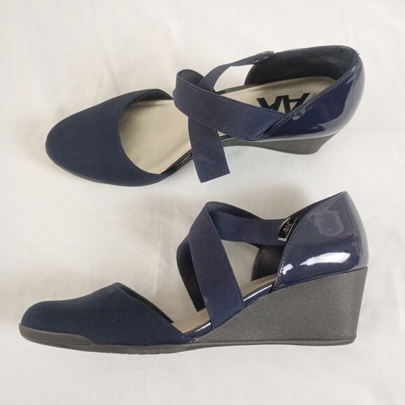 Anne Klein Sport Navy Wedge Shoes - Picture 1 of 11